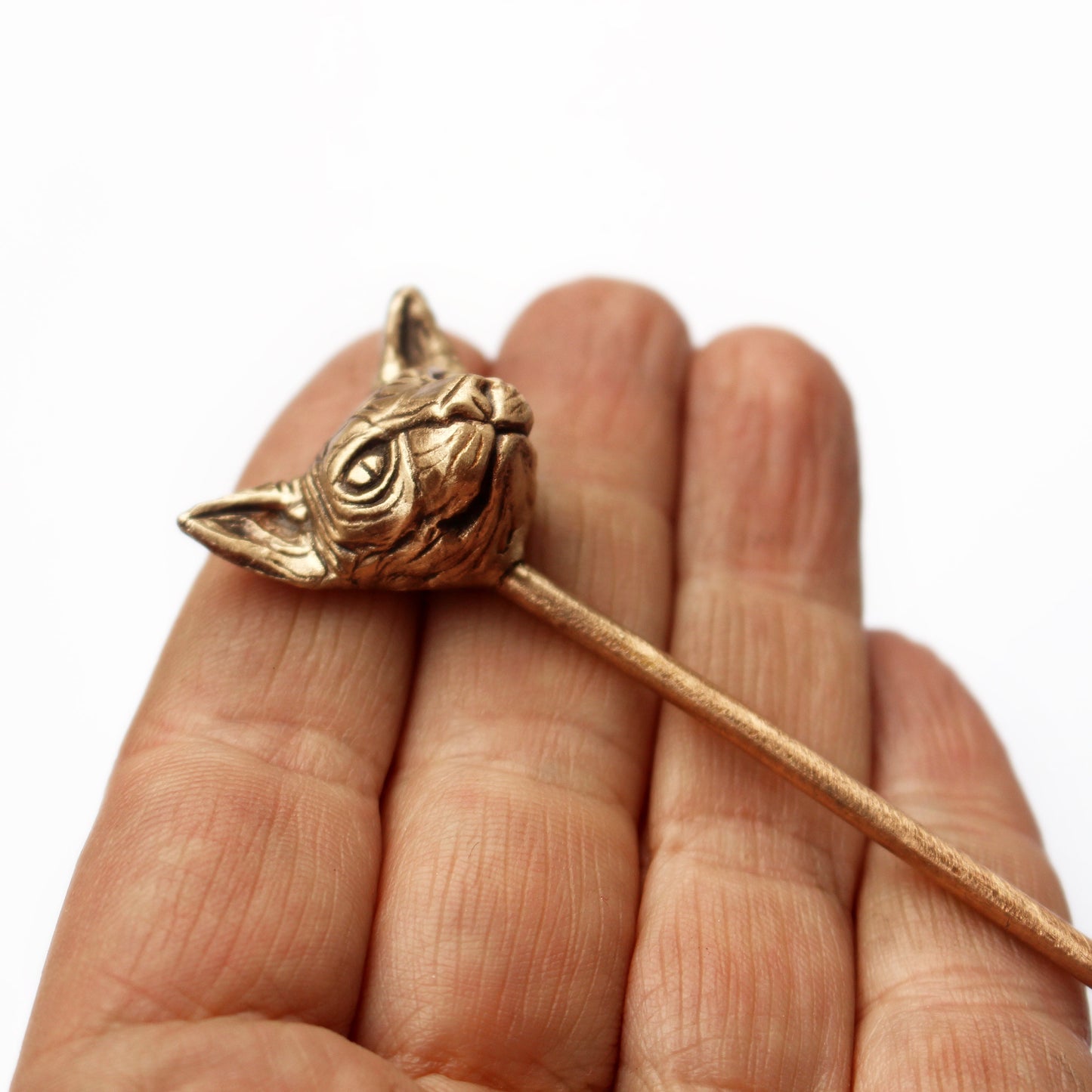 handmade sphynx can hair jewelry in bronze