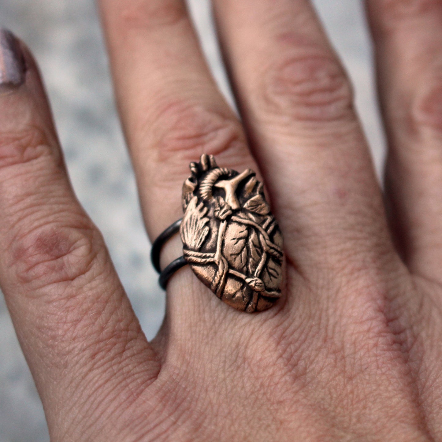 Bound anatomical heart ring