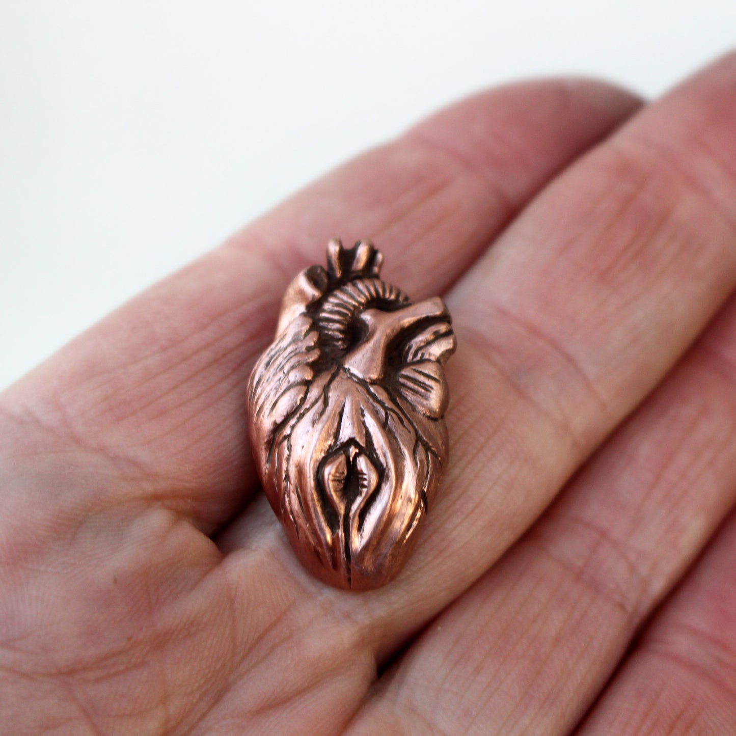 anatomical heart and vulva hybrid jewelry, brooch