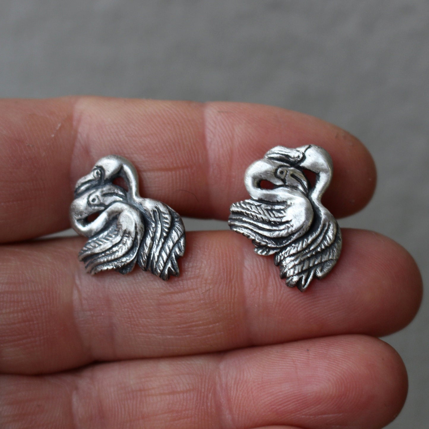 sterling silver cufflinks with flamingoes hugging