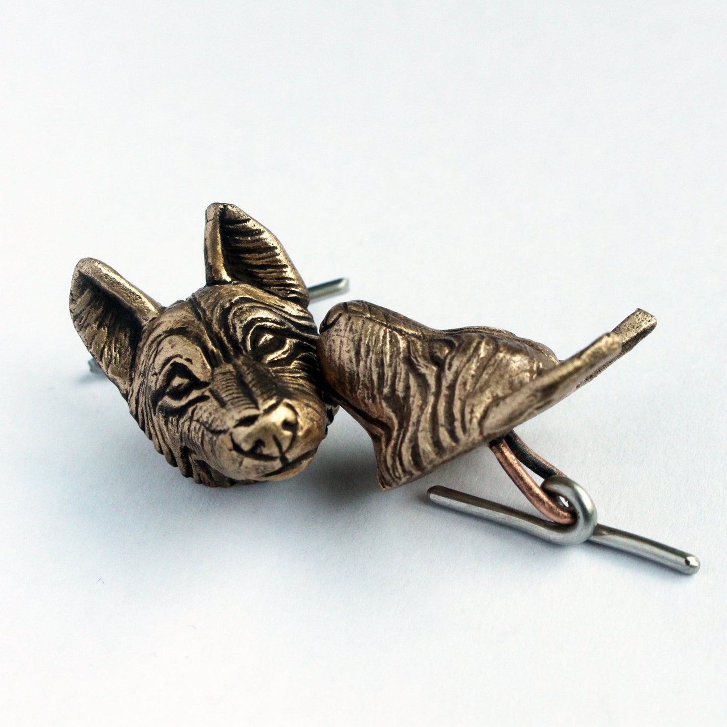 Handgjorda Manschettknappar i Brons – Porträtt av din Hund