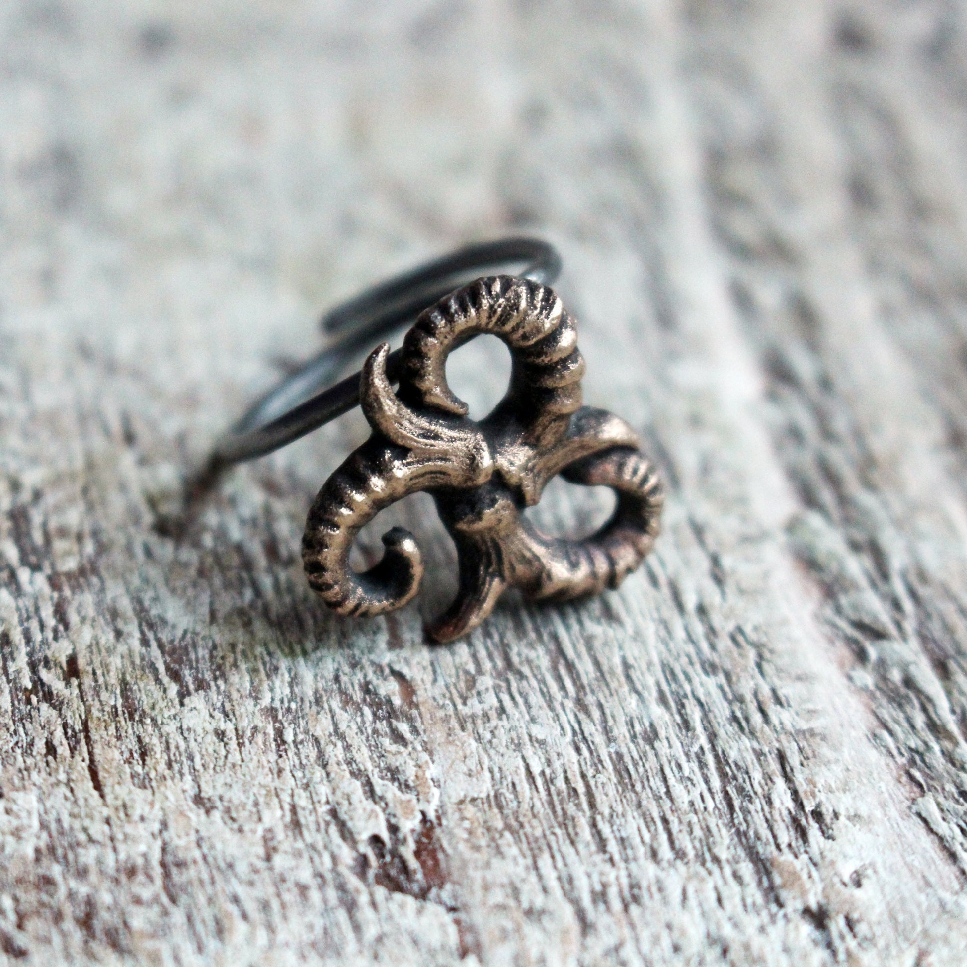 triskelion ring in bronze and steel