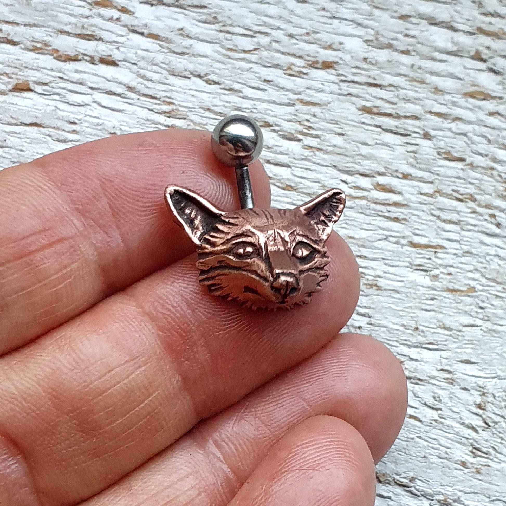 räv huvud navel piercing smycke