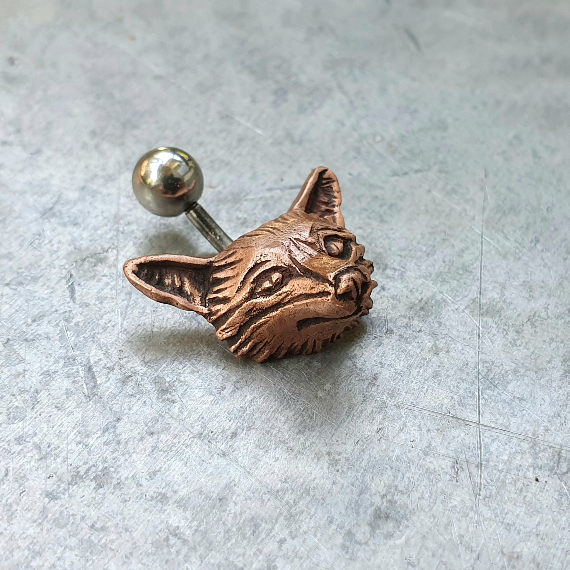 fox belly button ring copper and titanium