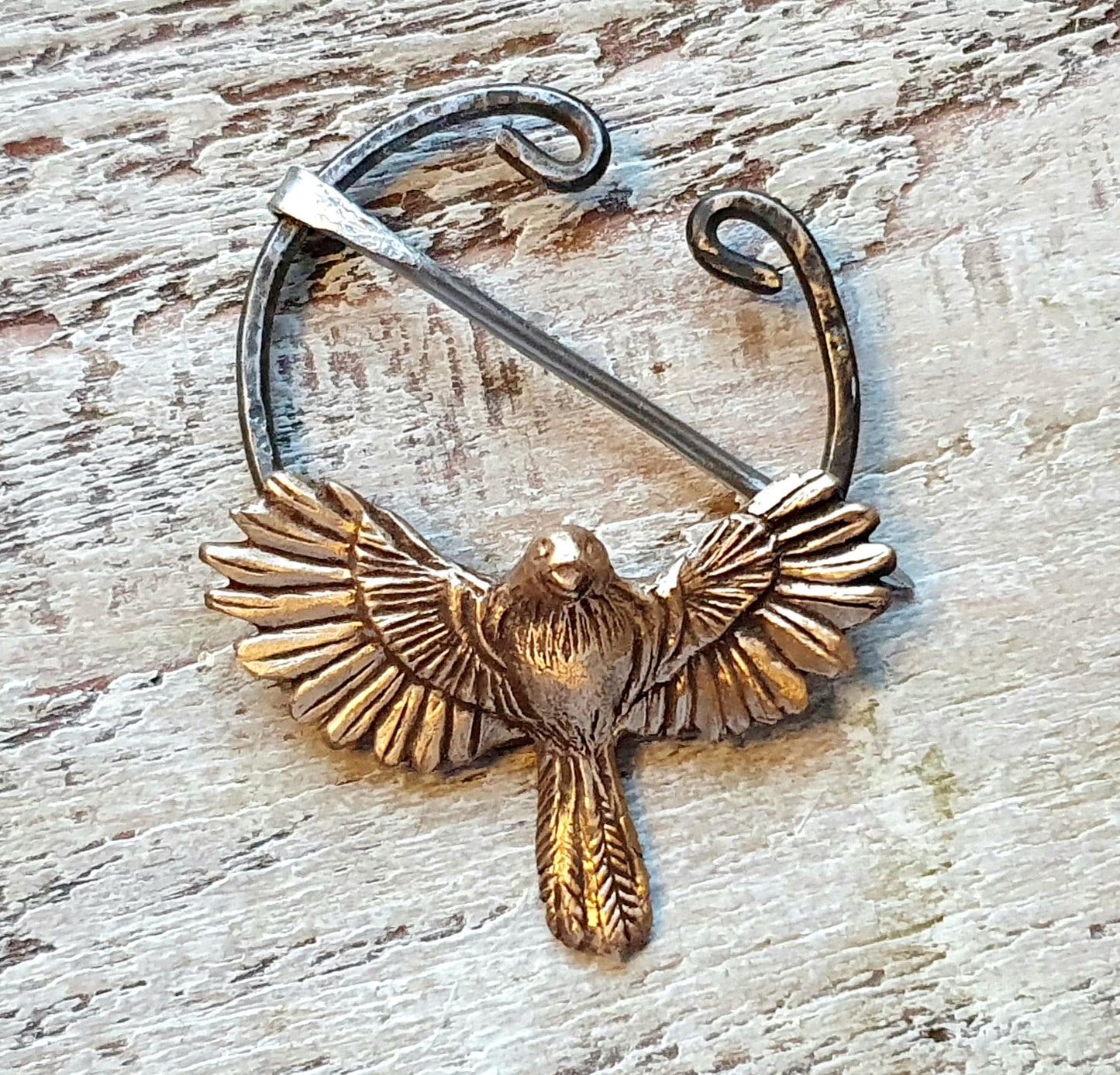 Flying bird shawl pin/brooch