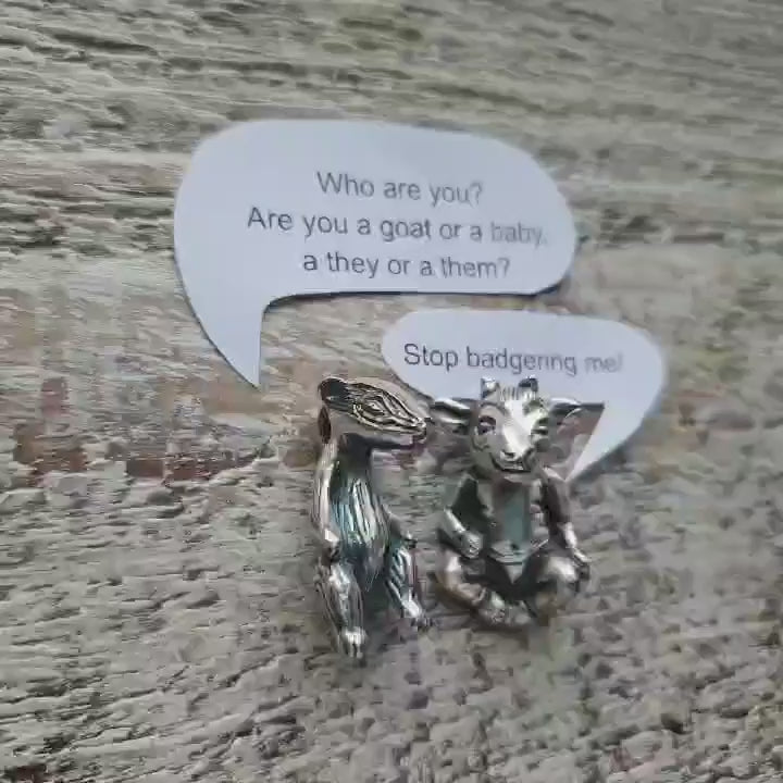 english badger and demon goat baby miniature sculptures