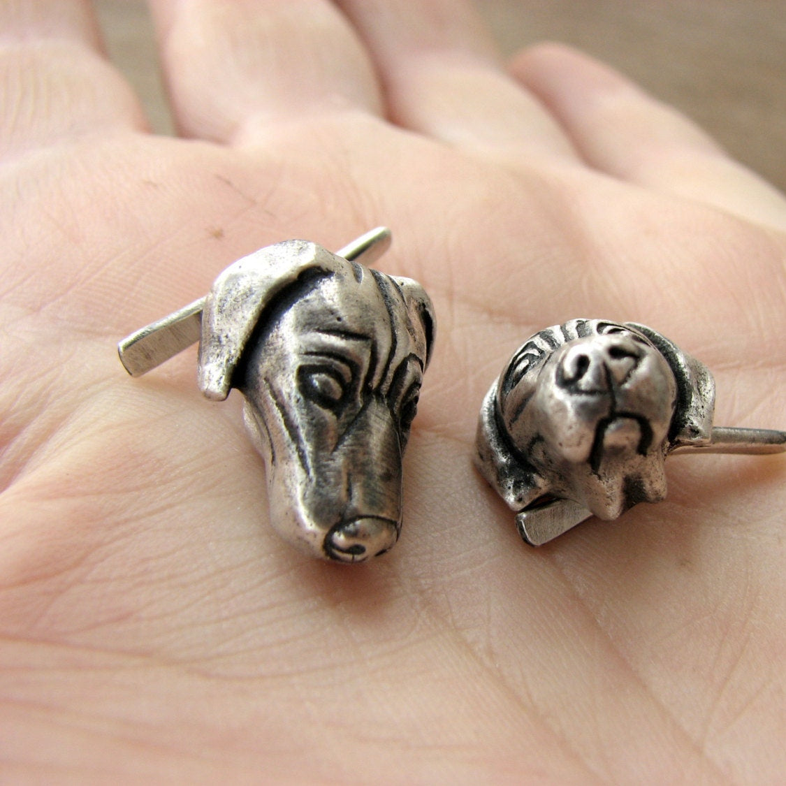 Weimaraner hundmanschettknappar i sterling silver