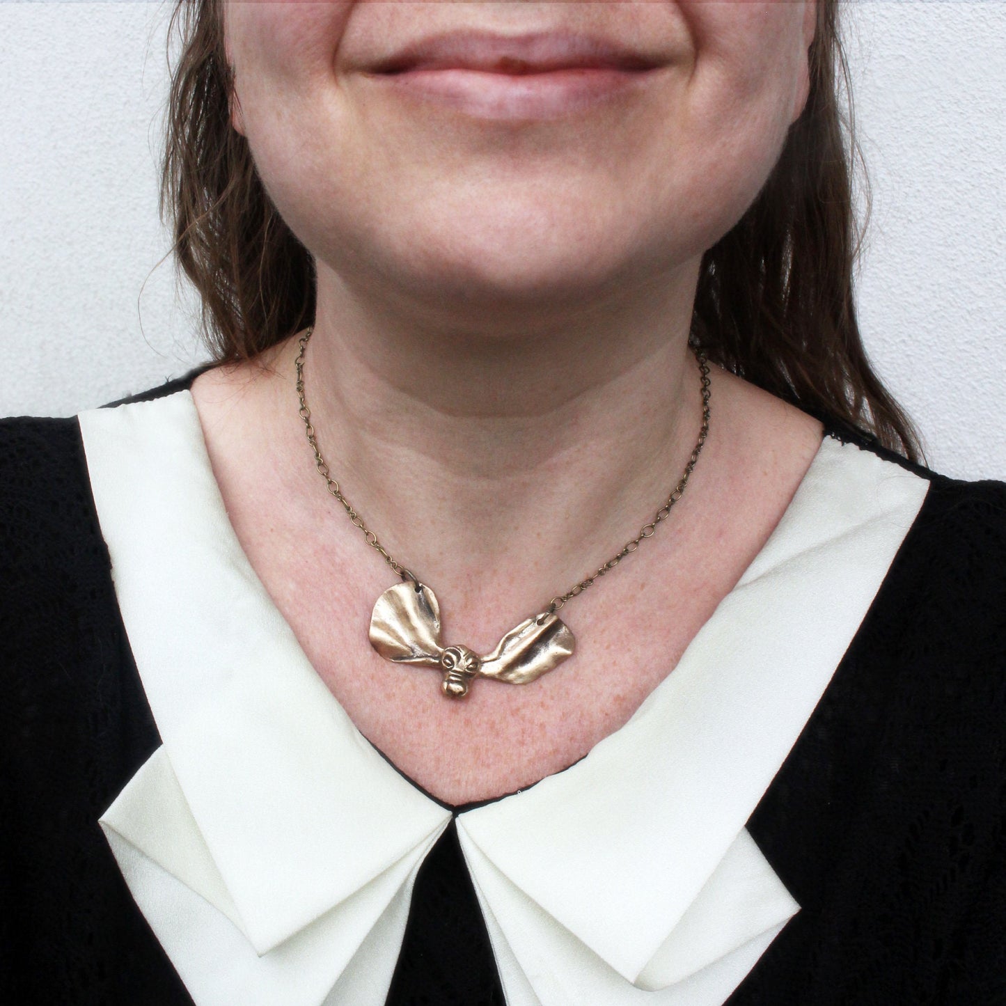 basset hound bronze dog bib necklace