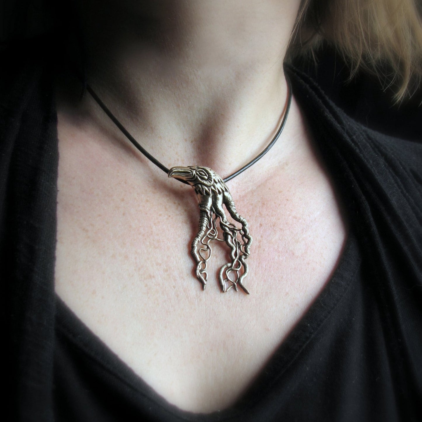 gothic style bird filigre necklace