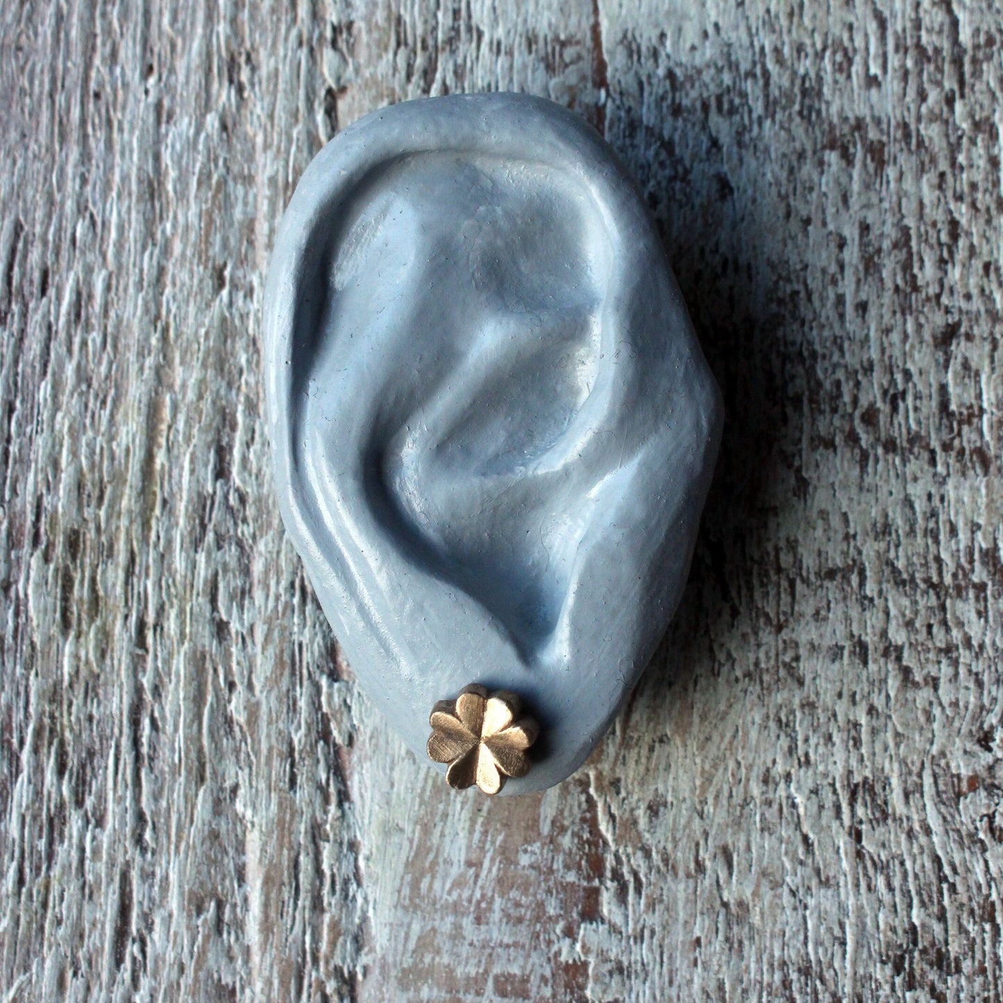 brons fyrklöverörhängen i brons och titan