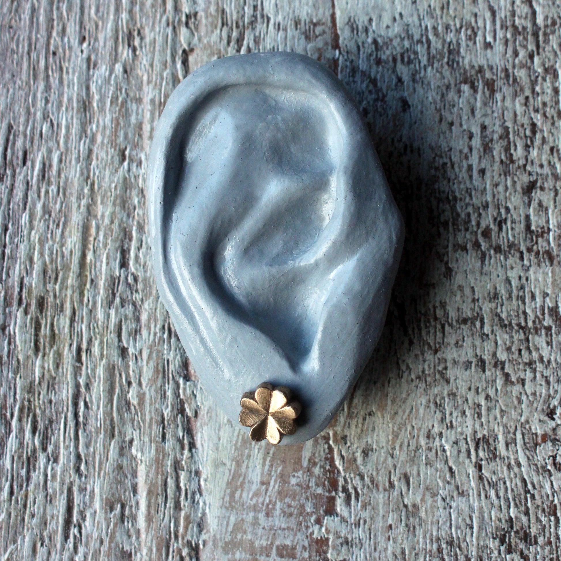 brons fyrklöverörhängen i brons och titan