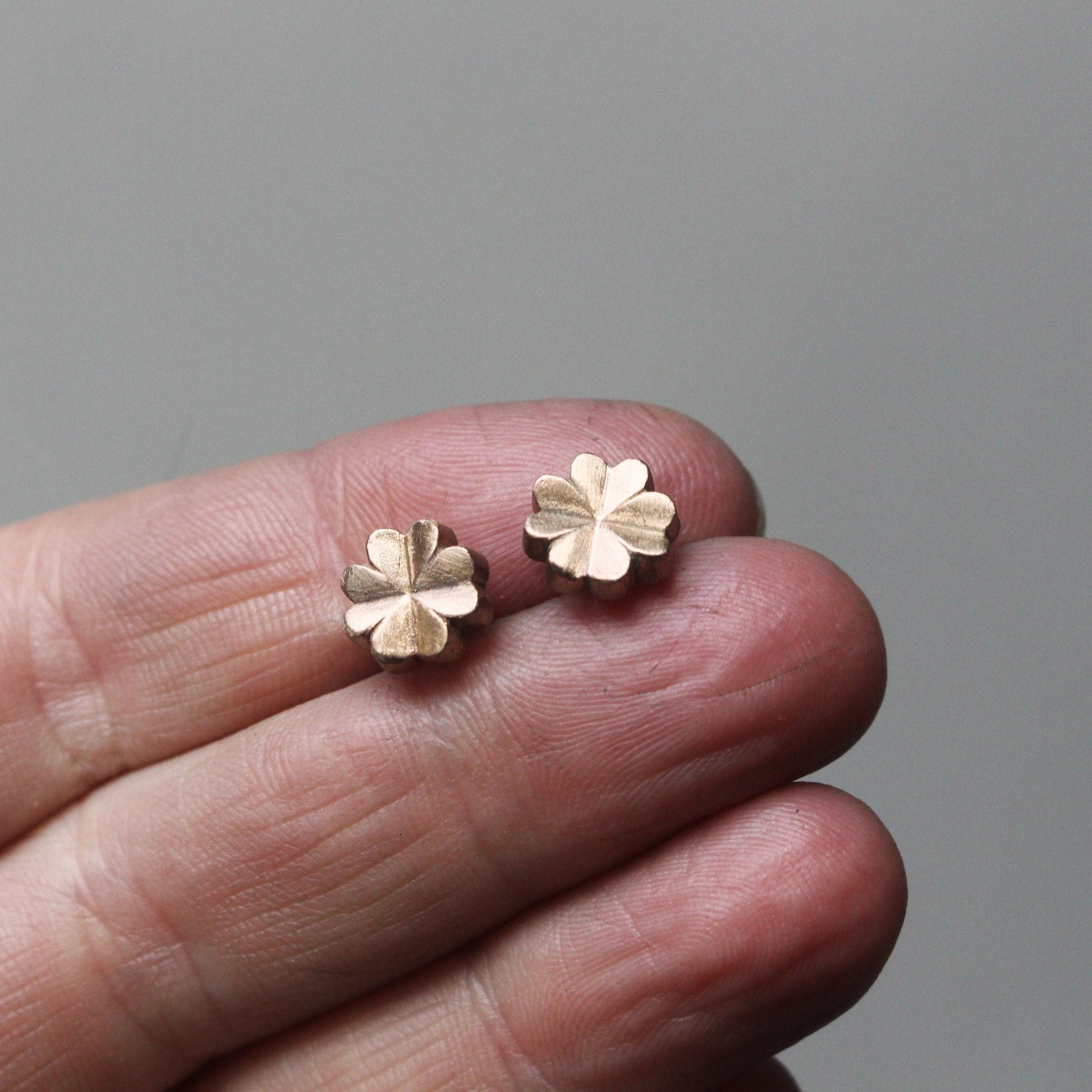 fyrklöver örhängen i brons och titan