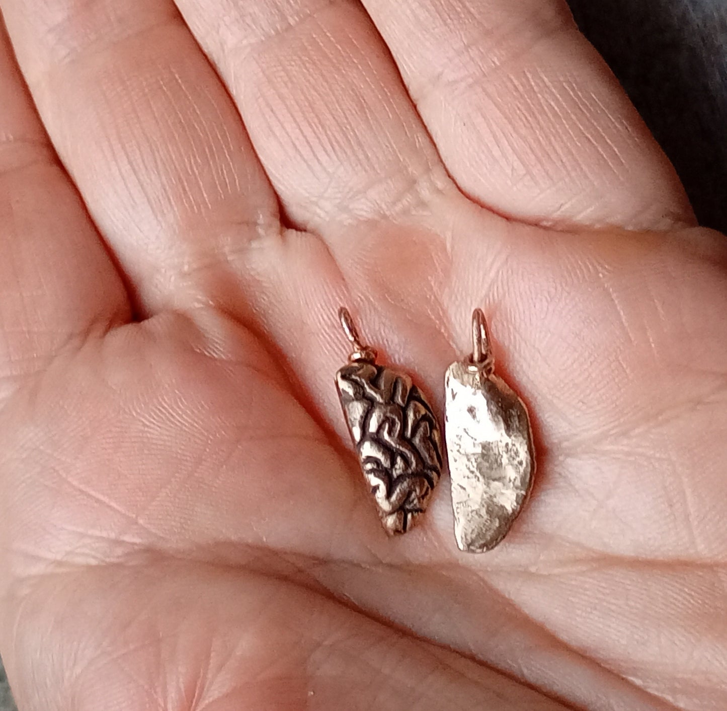 vänskaps halsband med en hjärna som är delad i två halvor så att det blir två hängen som man kan dela med en god vän