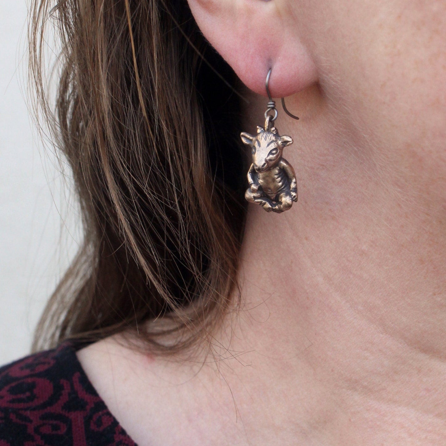 Little devil goat baby demon earrings