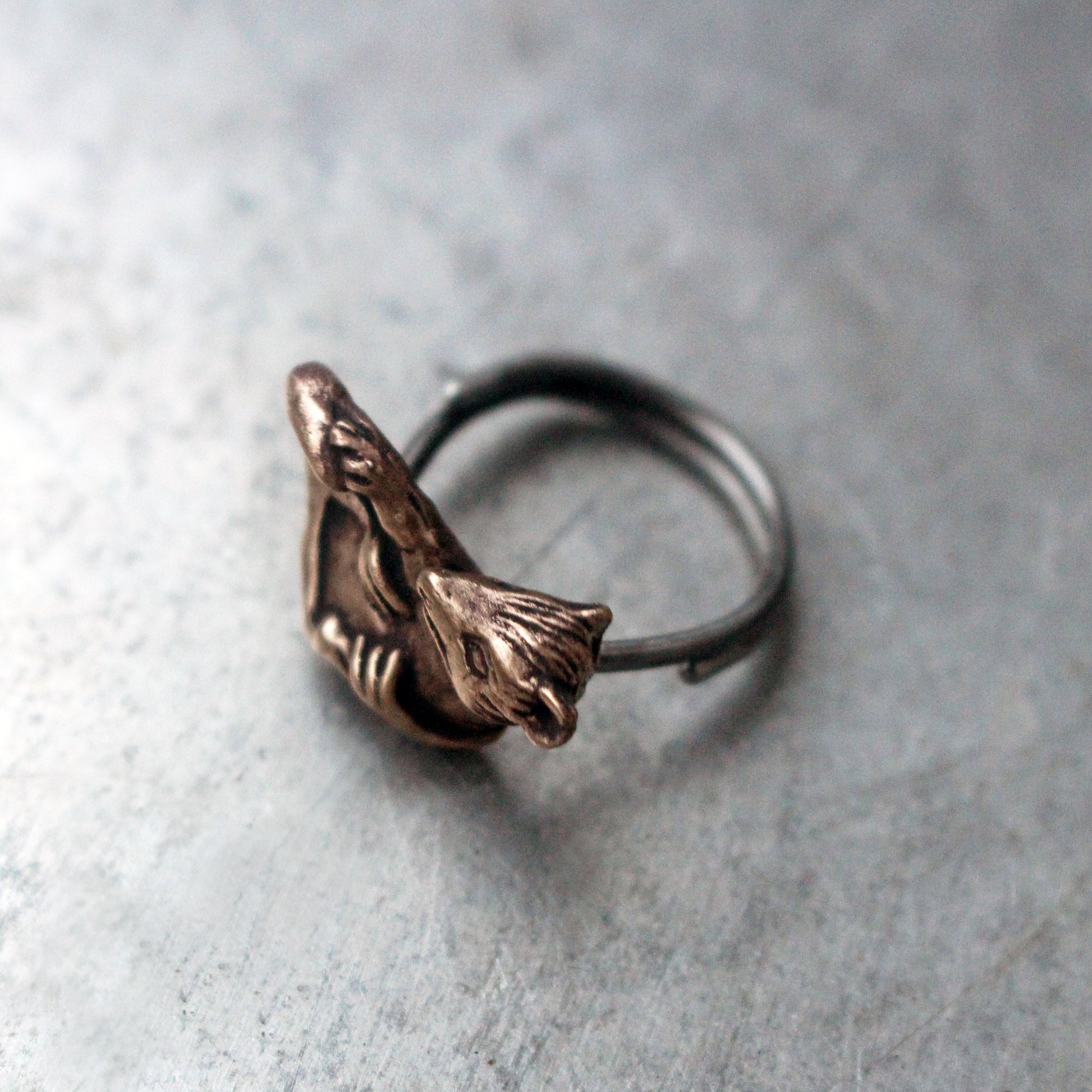 justerbar opossum ring i brons  o stål