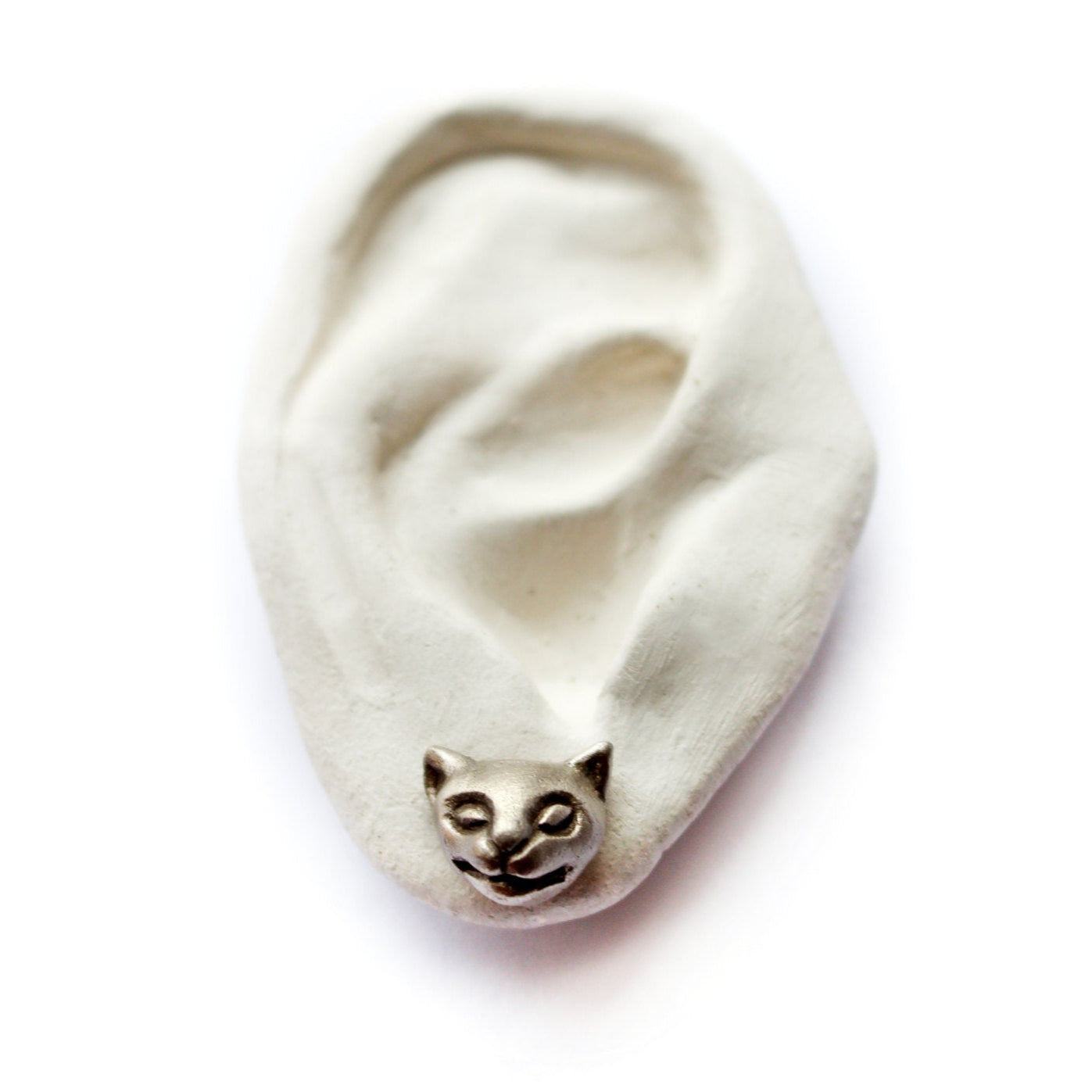 katt huvid örhängen i rent silver