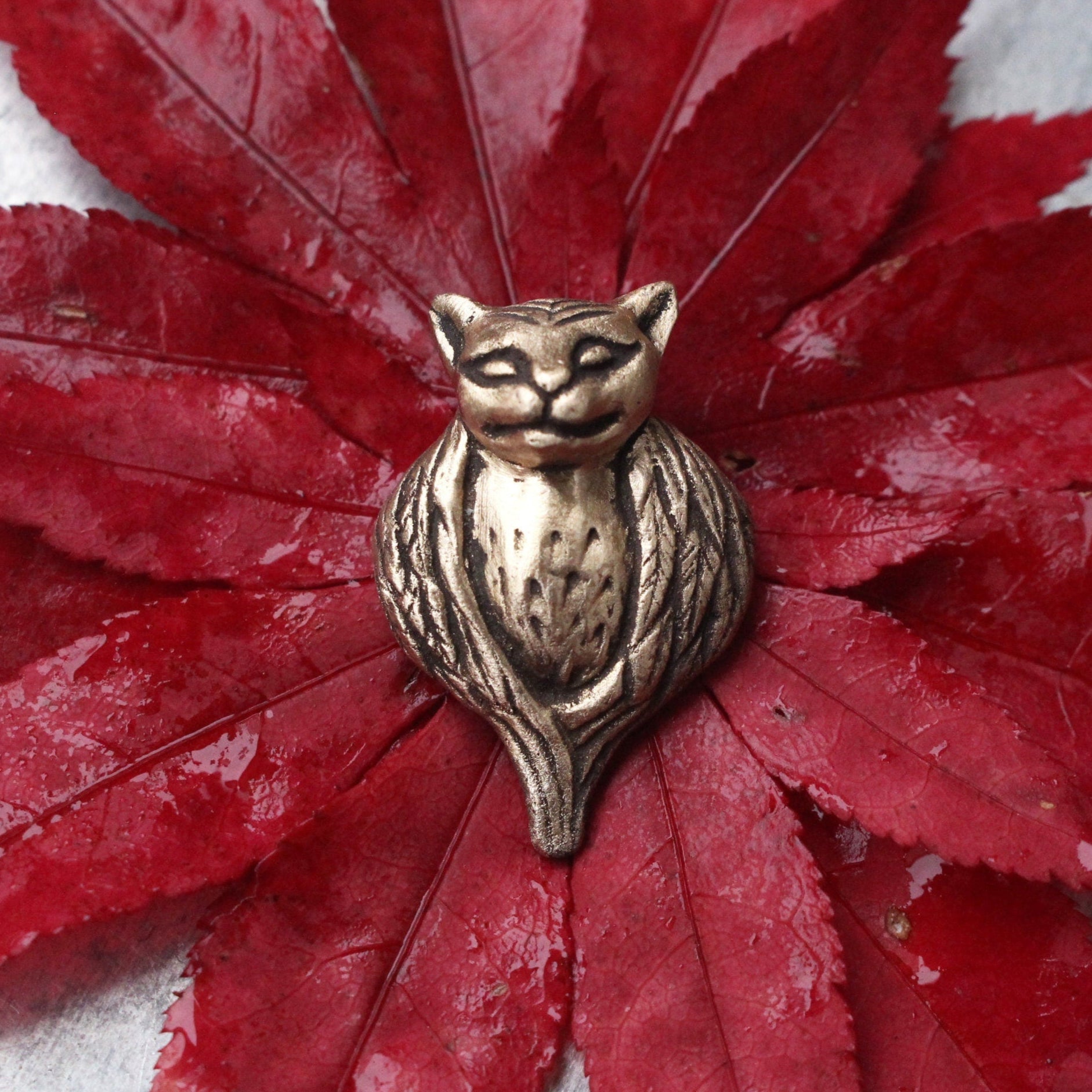 surrealistisk kattuggle mix som smycke