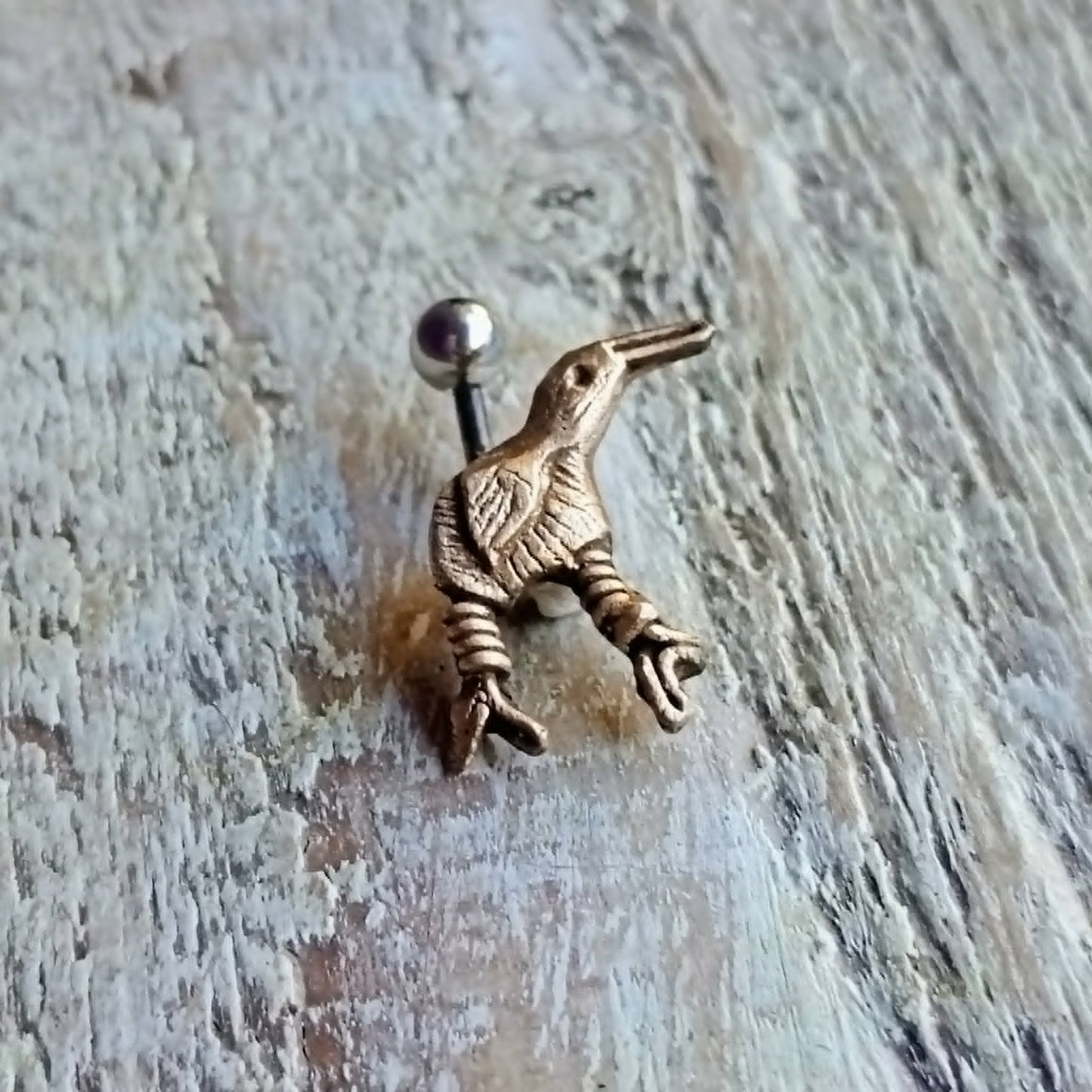 kiwifågel navel piercing smycke 
