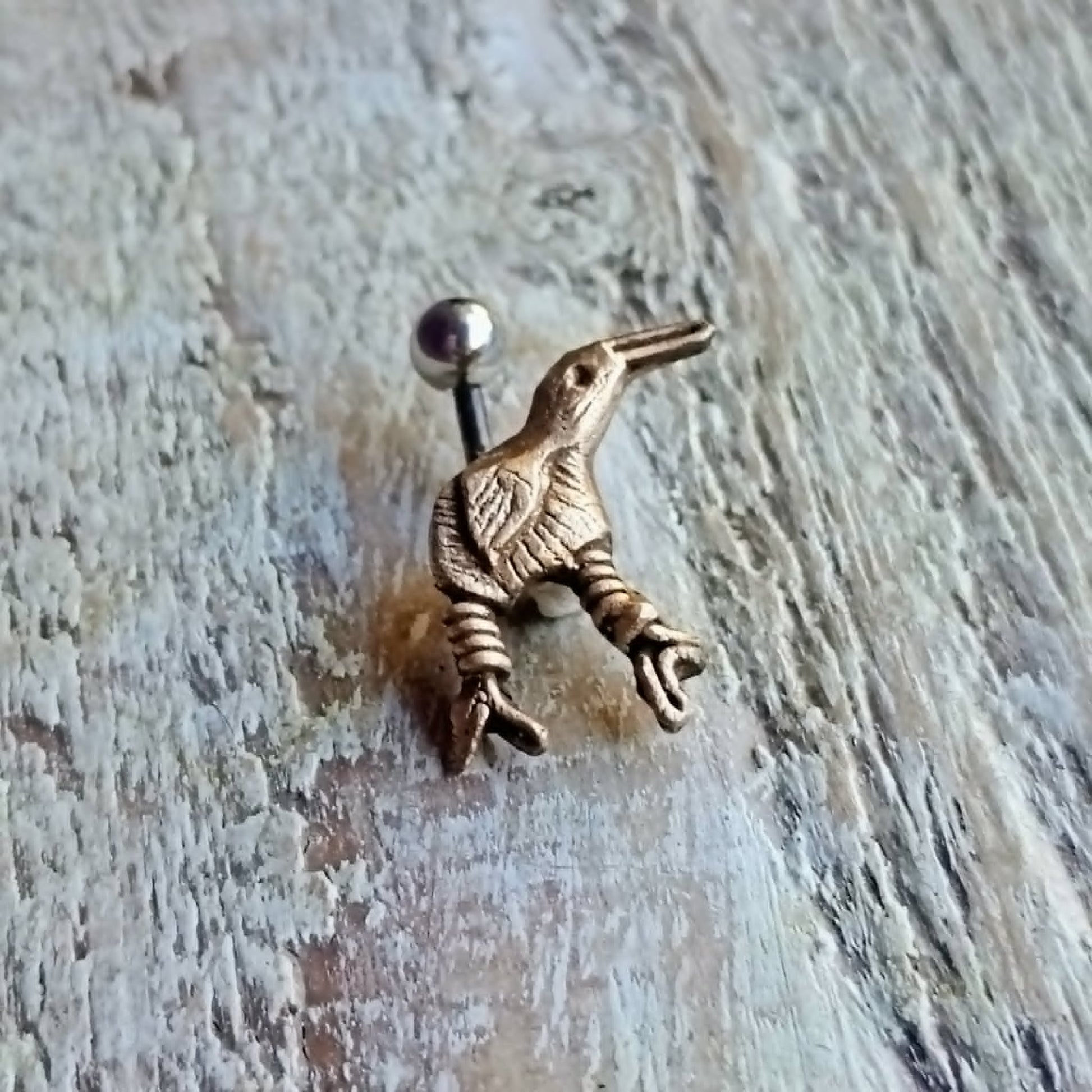kiwifågel navel piercing smycke 