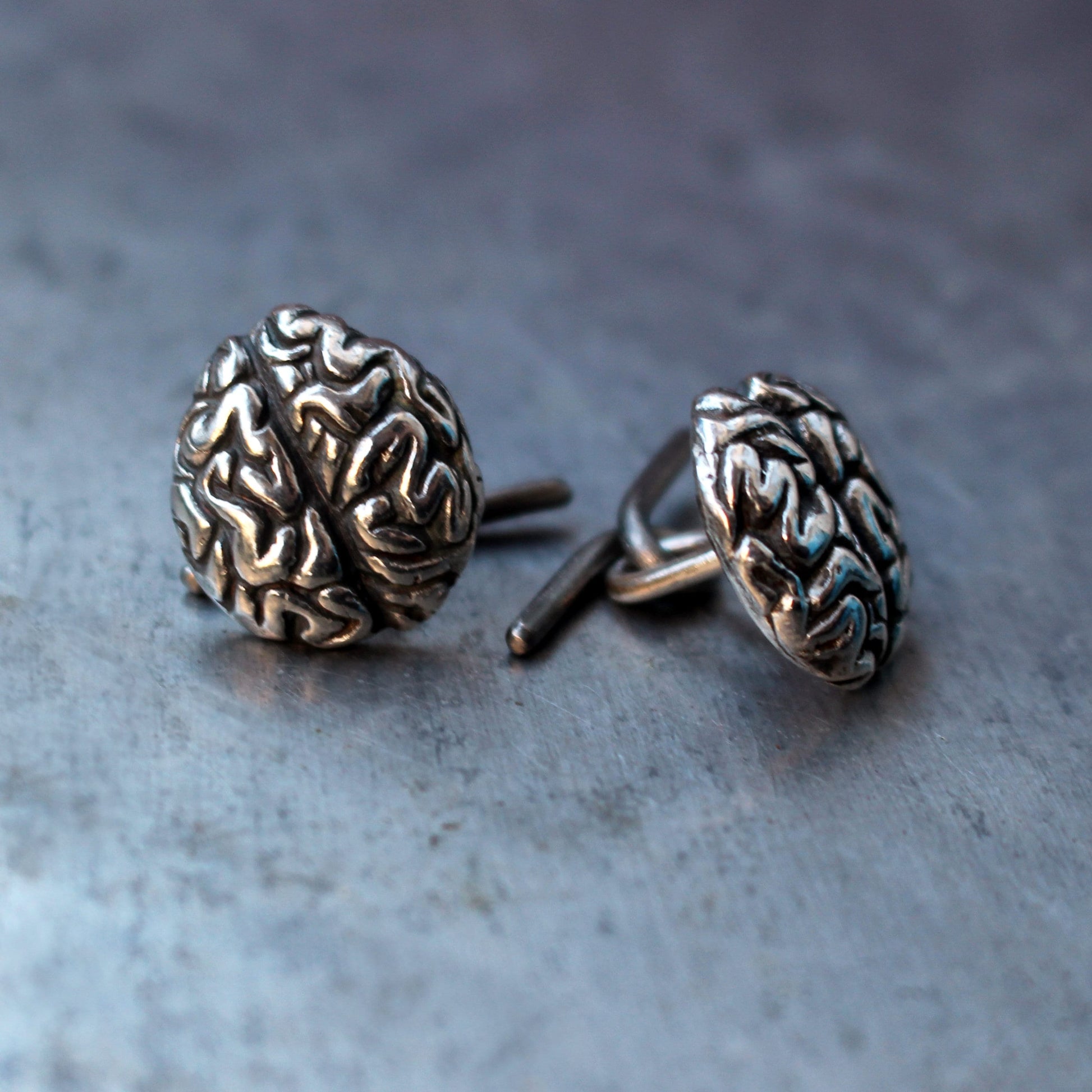 manschettknappar i sterling silver med hjärnor