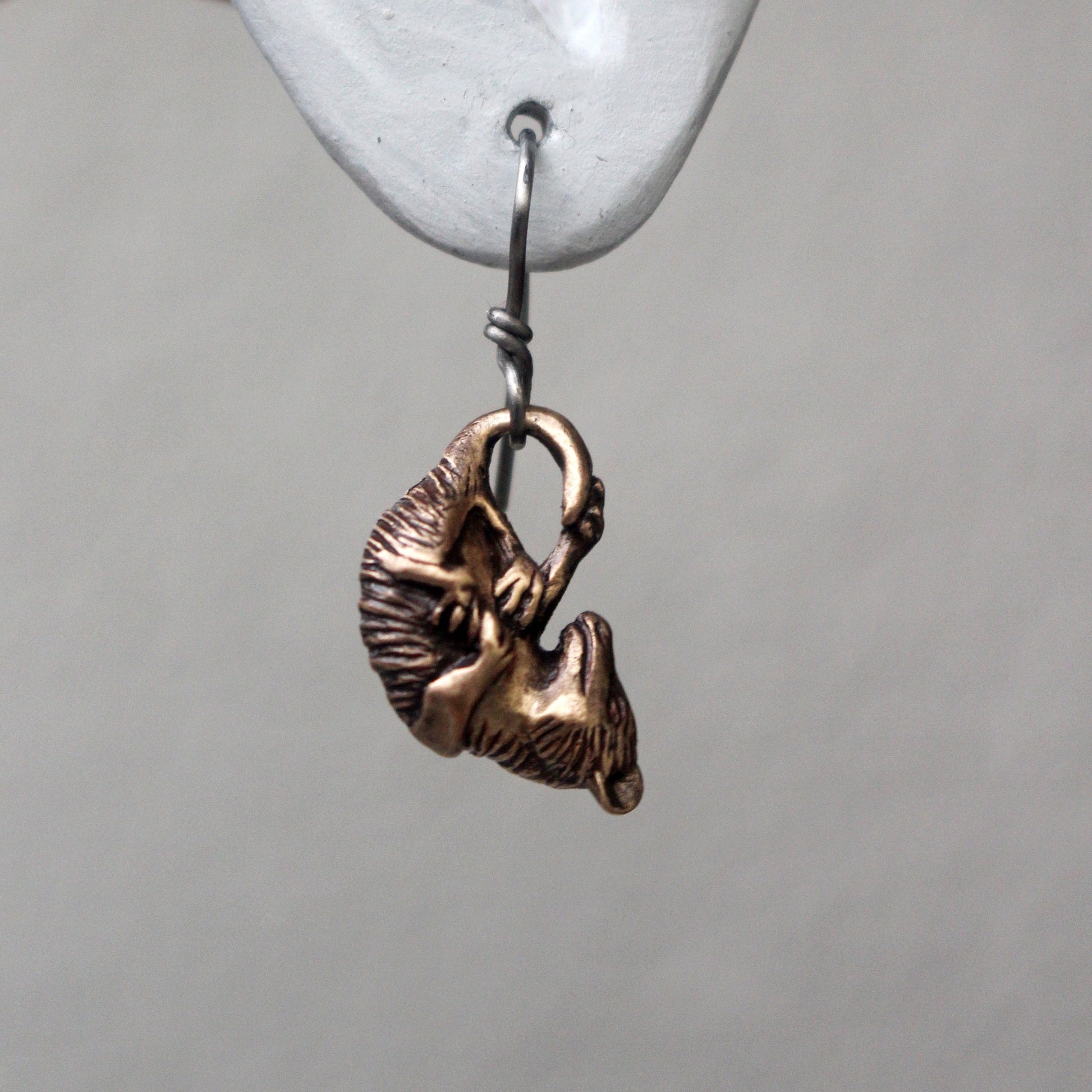 opossumörhänge i brons med titankrok