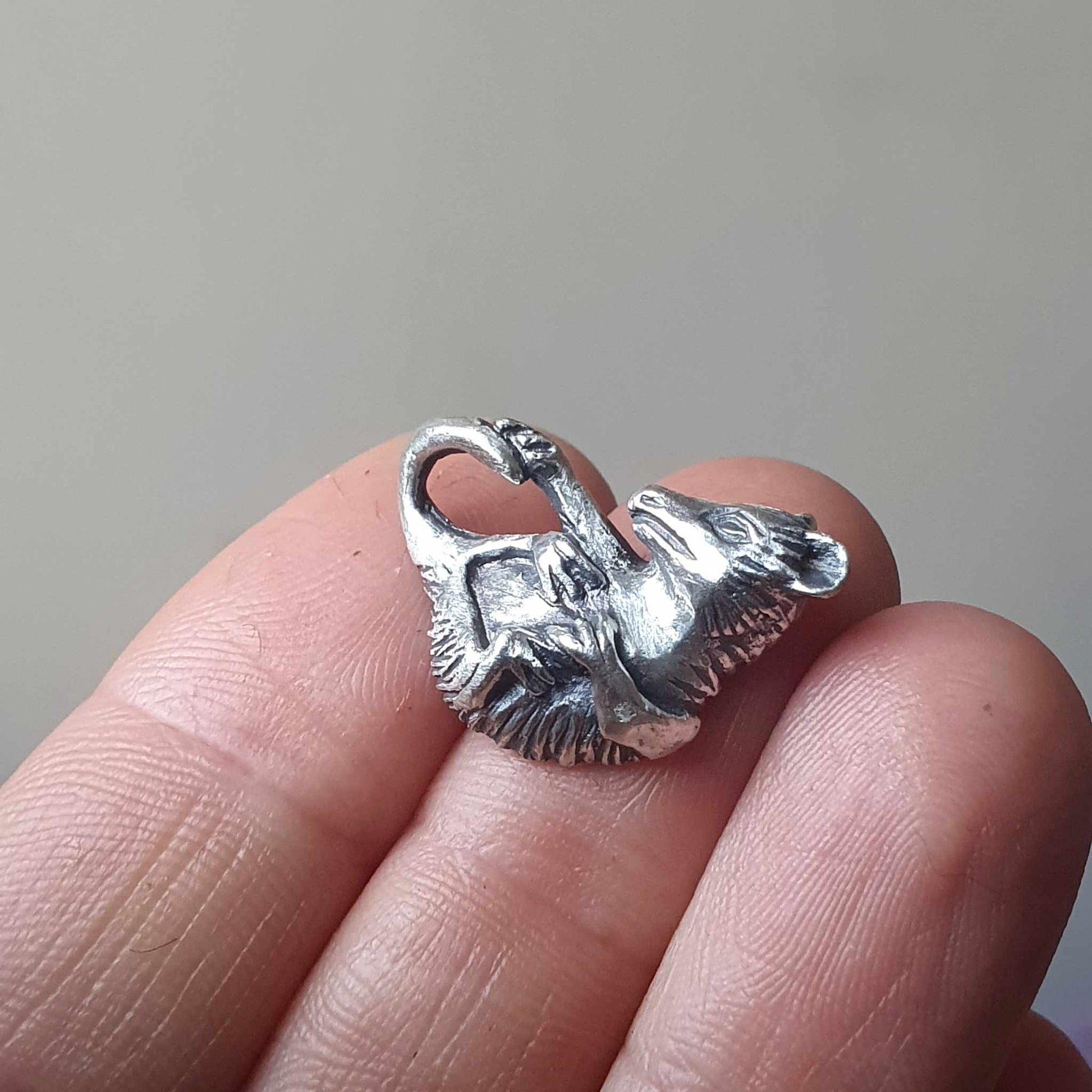 sterling silver baby opossum metal pendant 
