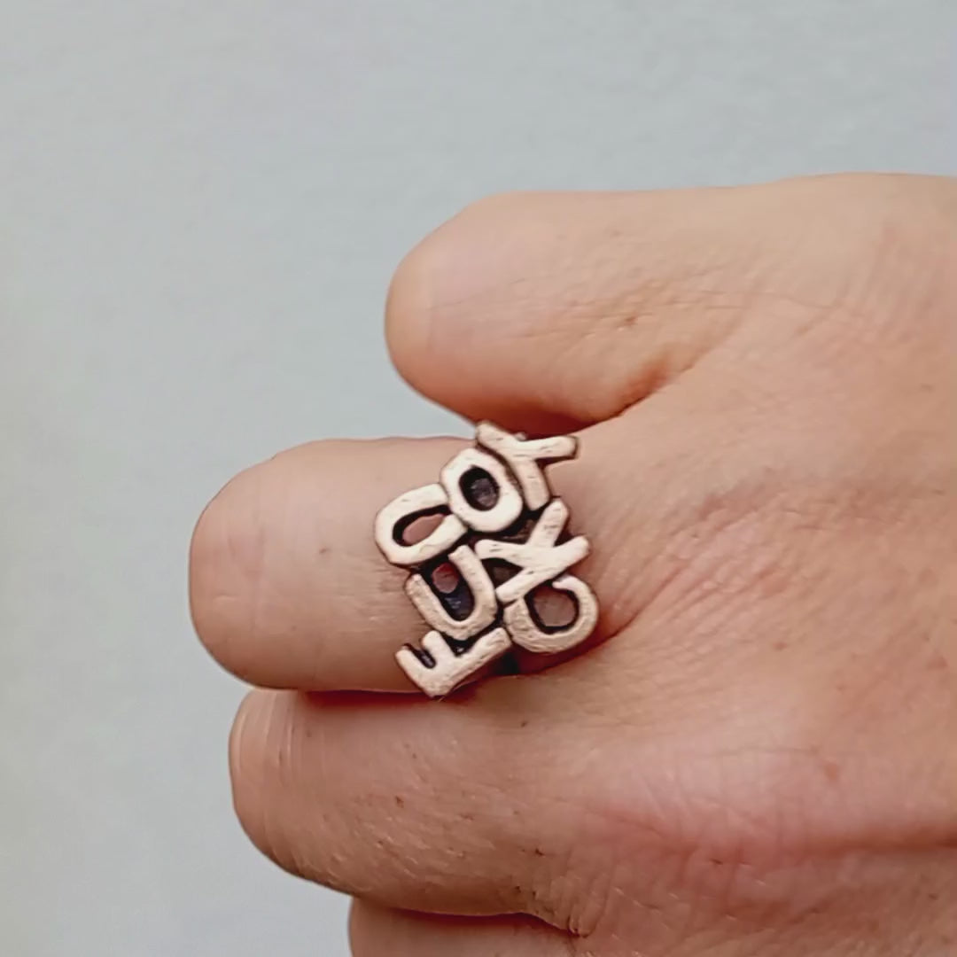 fuck you finger ring i brons och stål