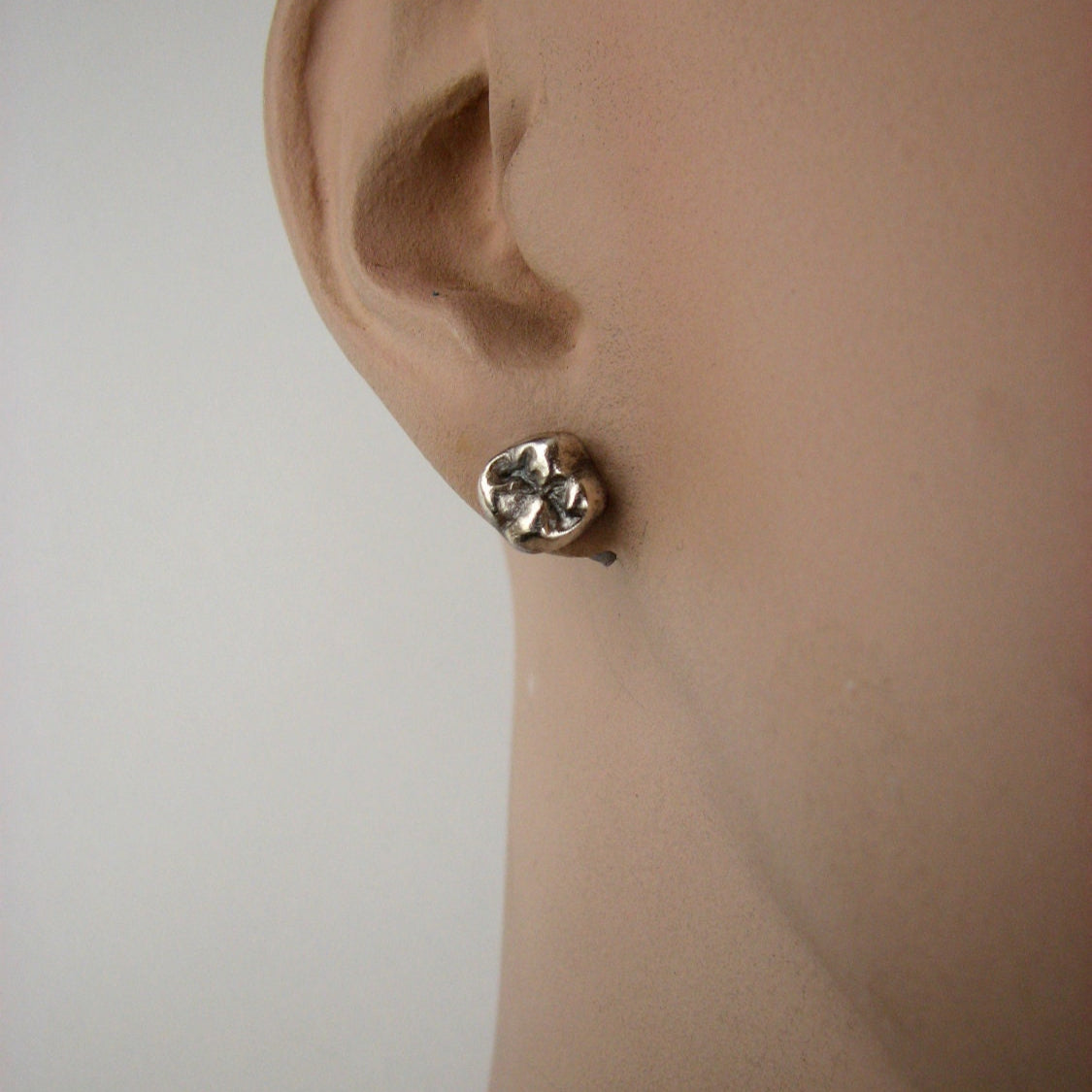 handcrafted silverclay teeth earrings