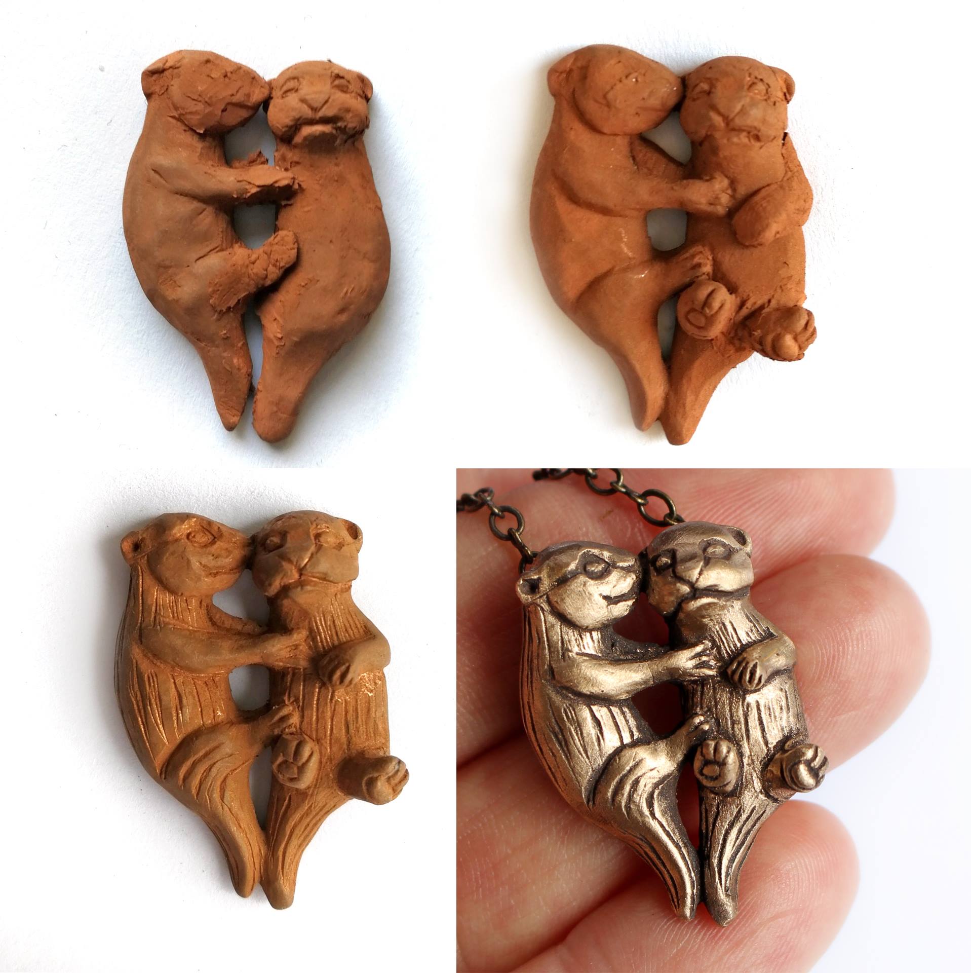 steg för steg hur jag skulpterar utter halsbandet i metall lera