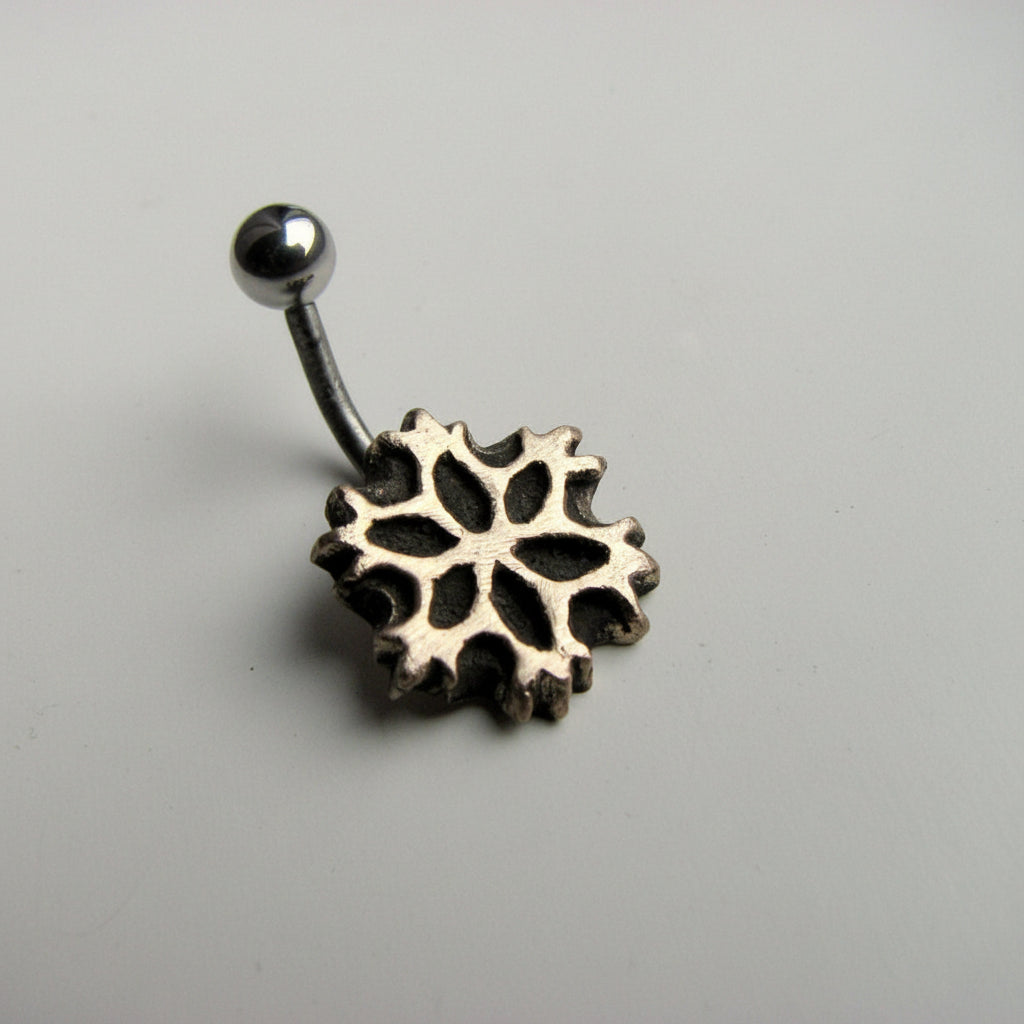 snöflinga navel piercing smycke i brons och titanium