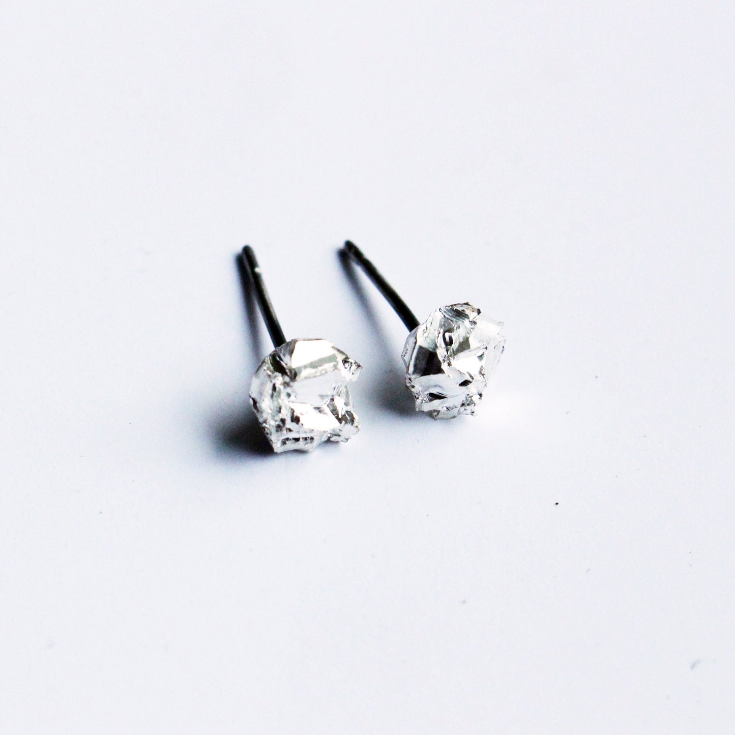 silver sparkle titanium earrings