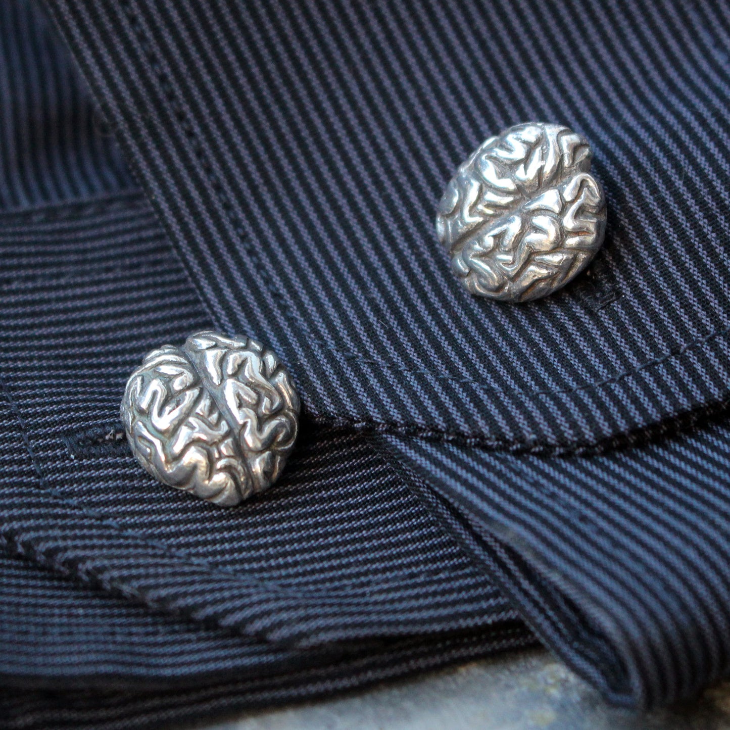 manschettknappar i sterling silver med hjärnor