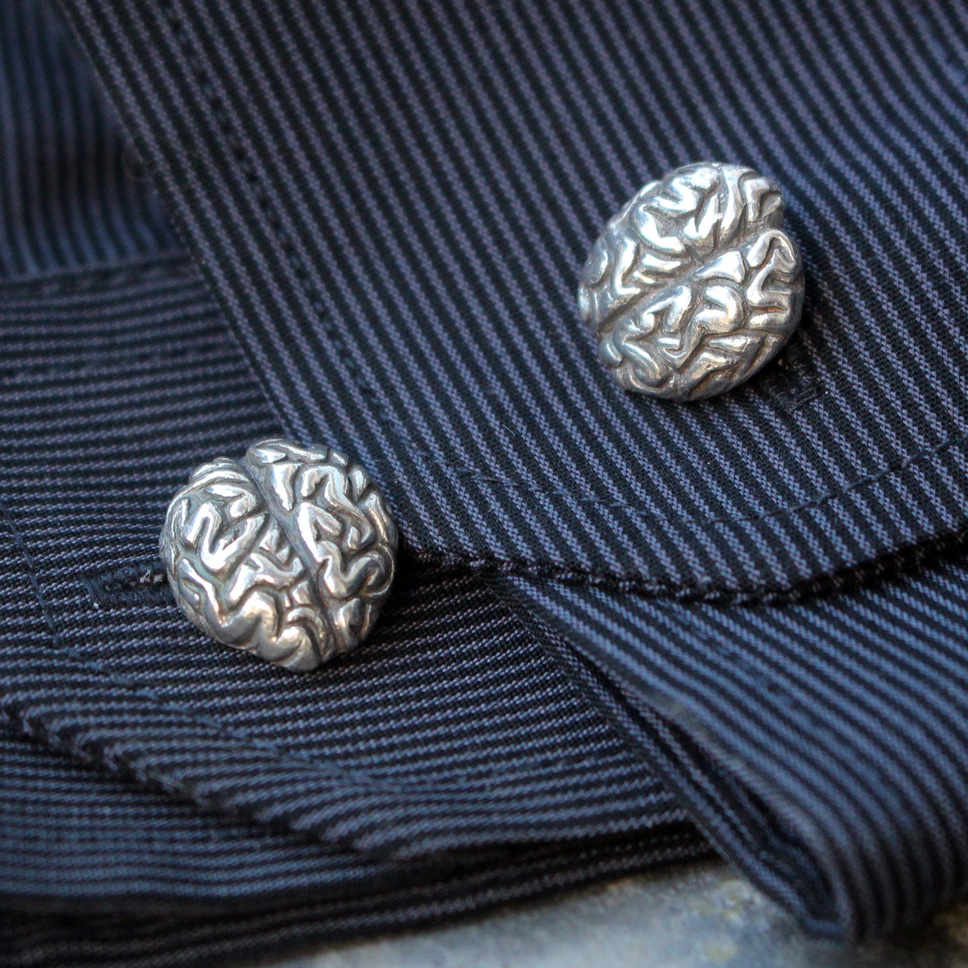 manschettknappar i sterling silver med hjärnor