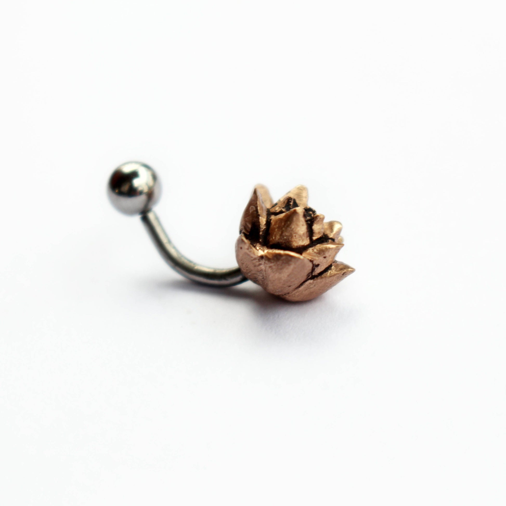 suckulent blomma navel piercing smycke i titan och brons